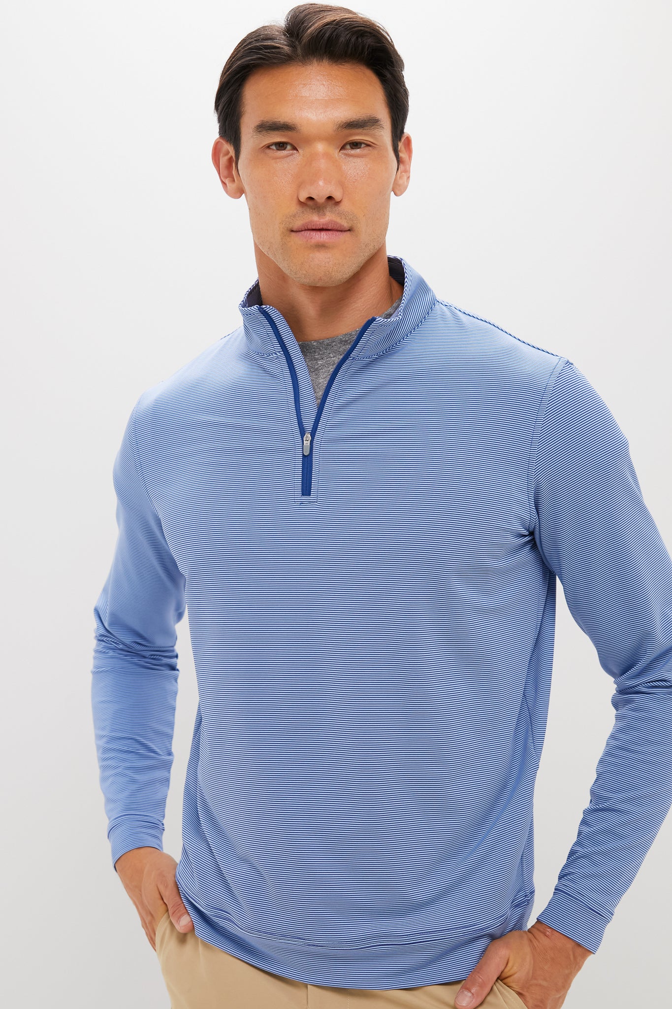 Sport Navy Perth Sugar Stripe Quarter Zip