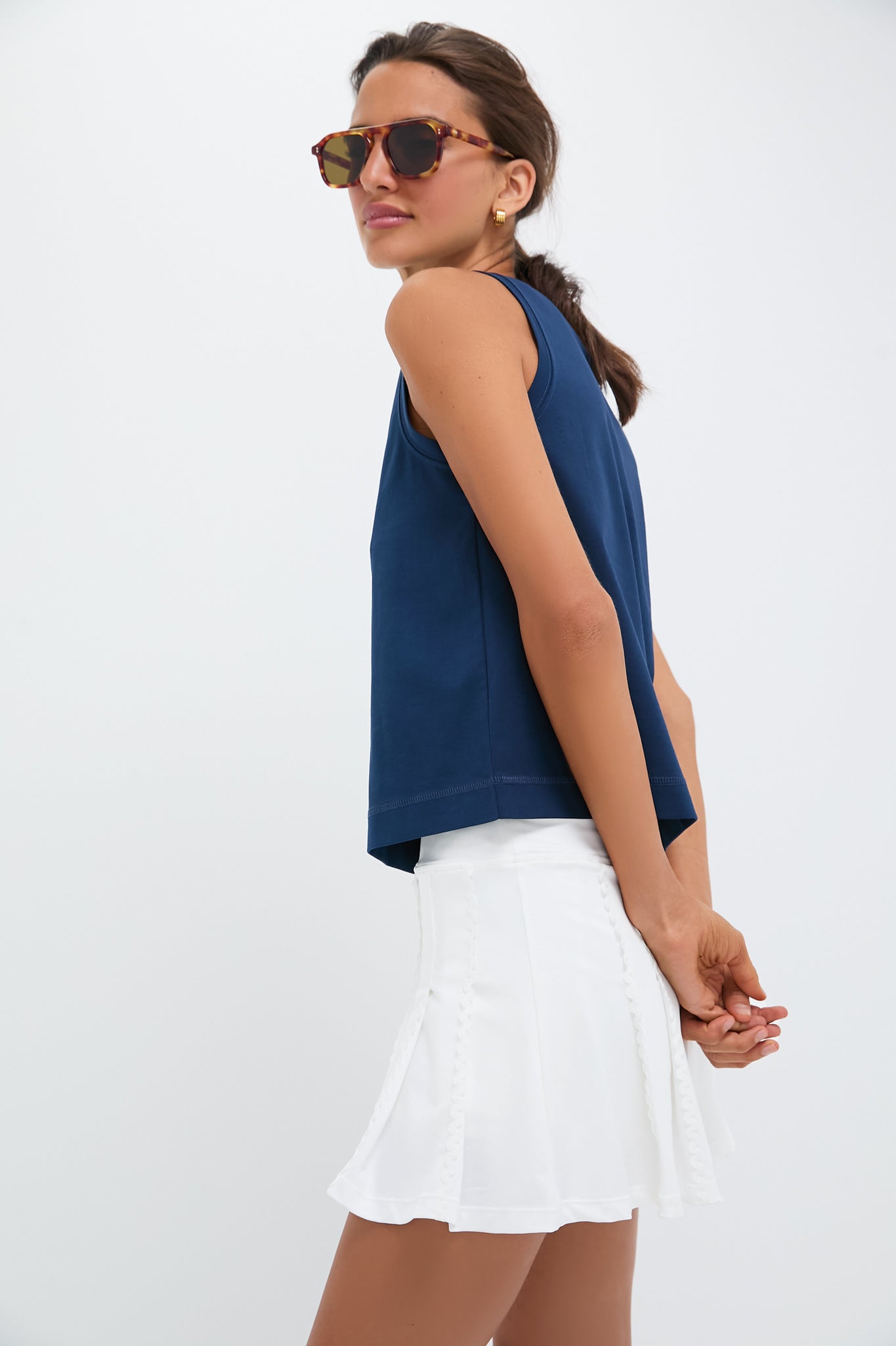 Navy Performance Cotton Sasha Tank
