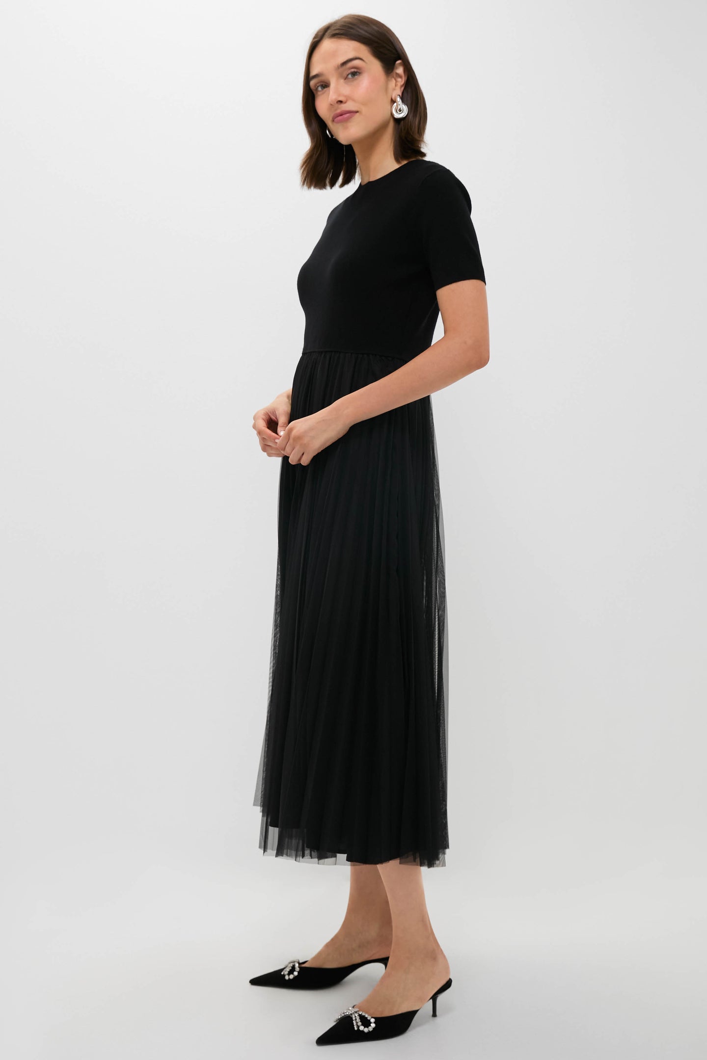 Black Short Sleeve Knit Welton Dress