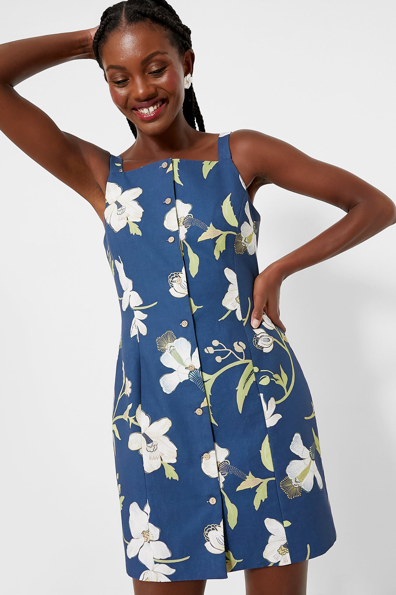 Navy Orchid High Neck Mini Dress | Coco Shop