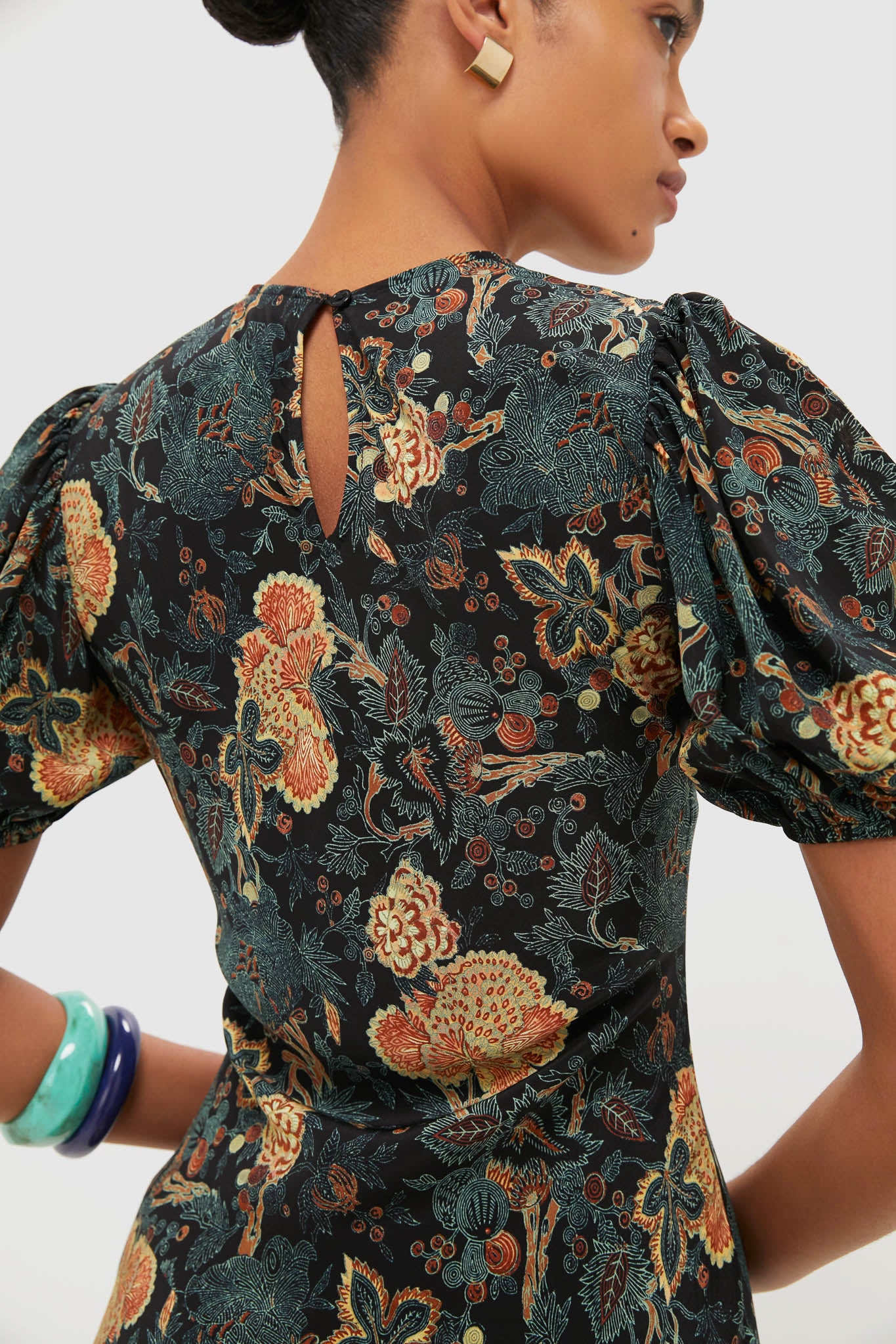 Nuit Ines Puff Sleeve Midi Dress