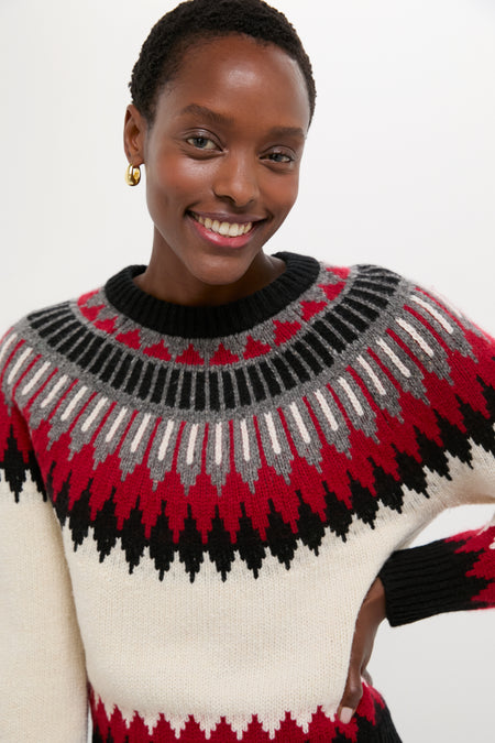 Authentic Cream Fairisle Multi Crewneck Sweater