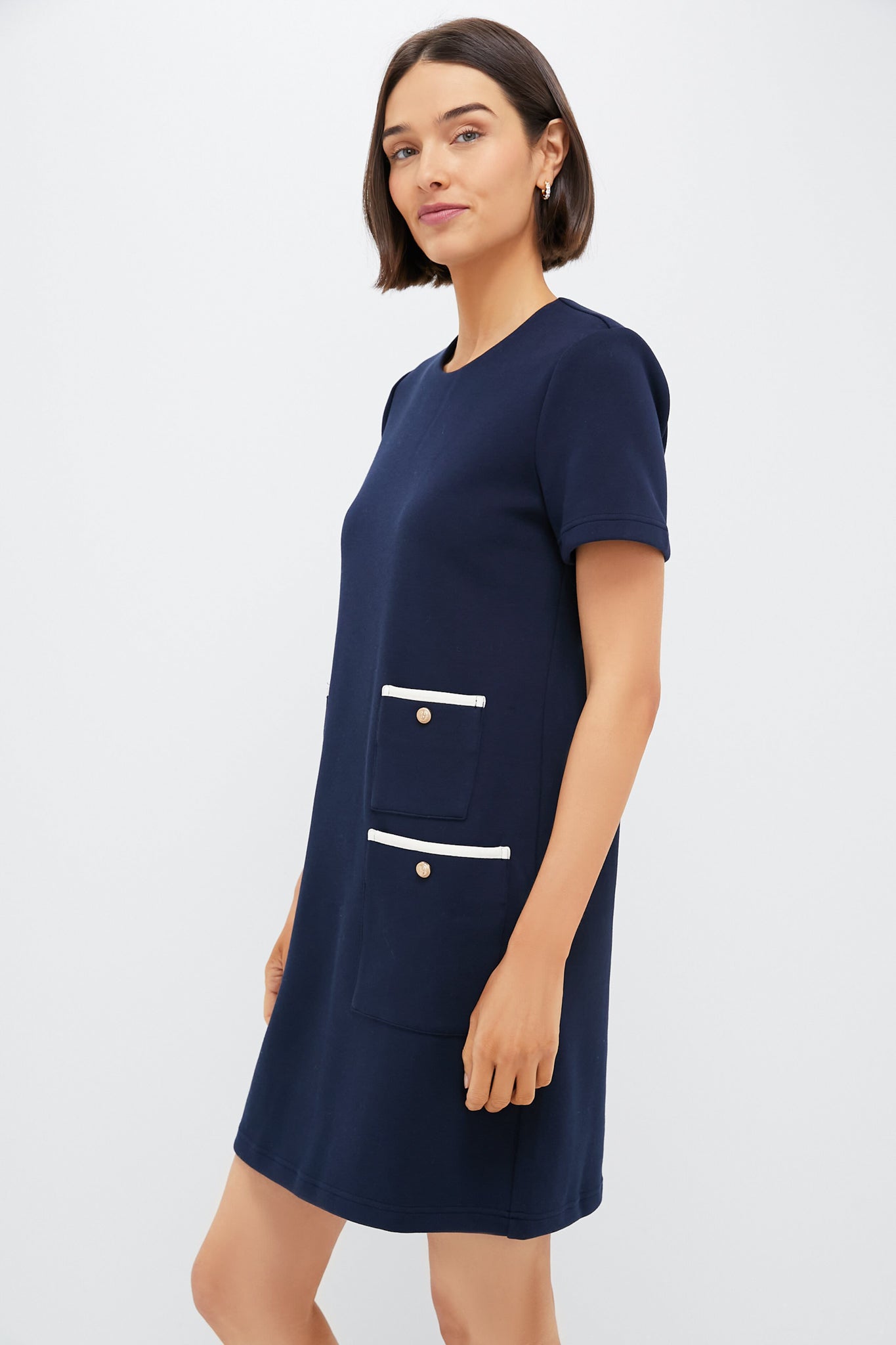 Navy Short Sleeve Francoise Dress
