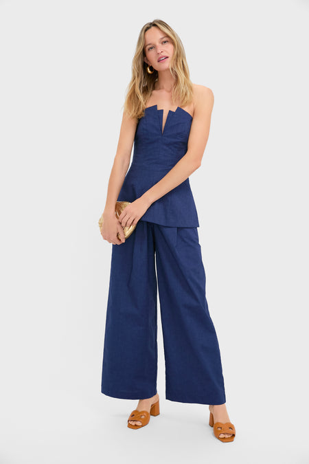 Navy Denim Corozo Top