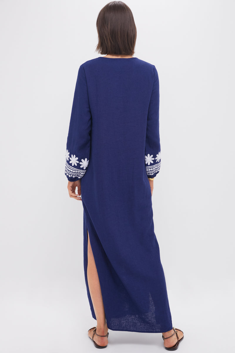 Navy Embroidered Caftan