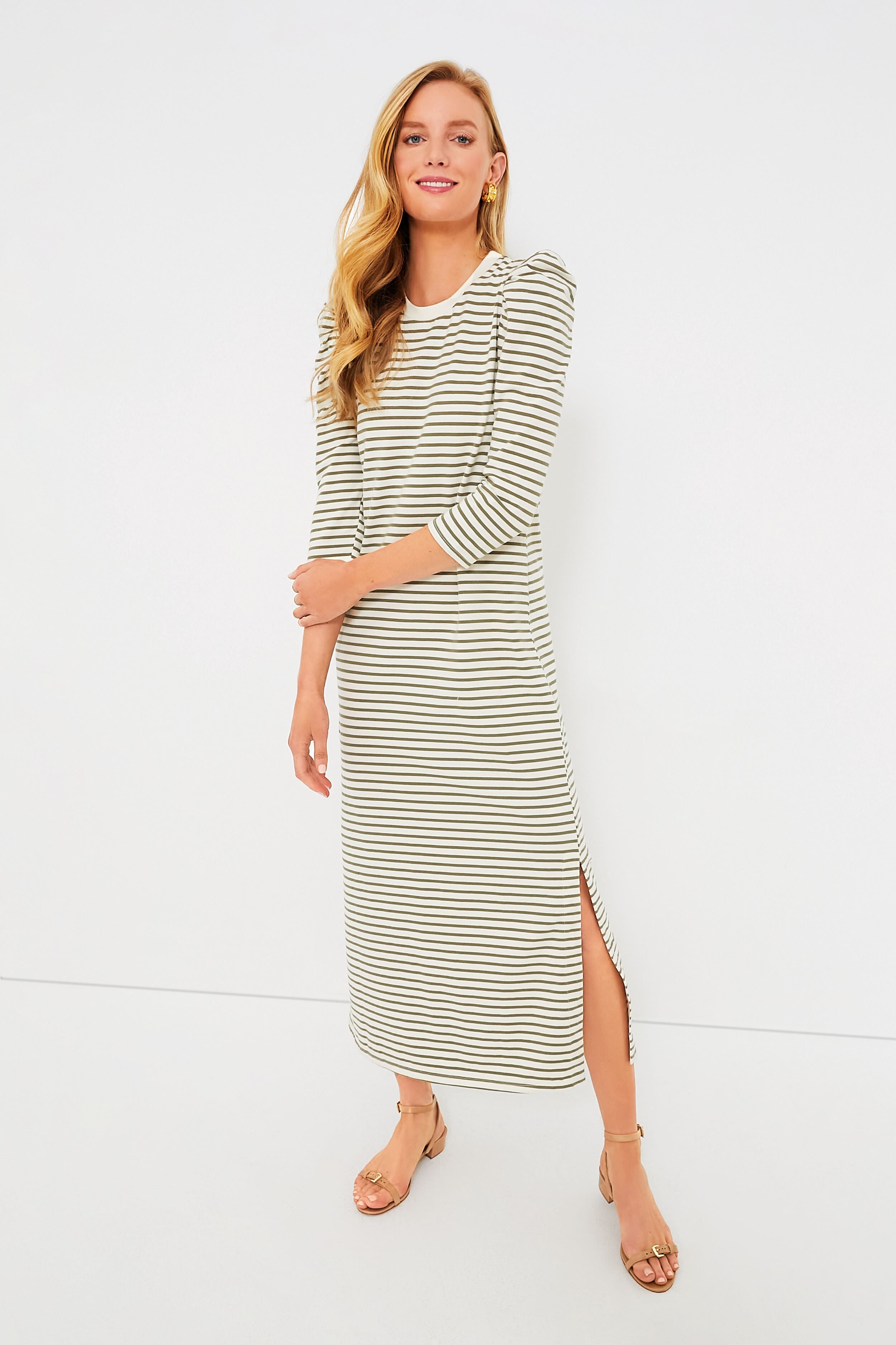 Olive Stripe Vesty Maxi Dress