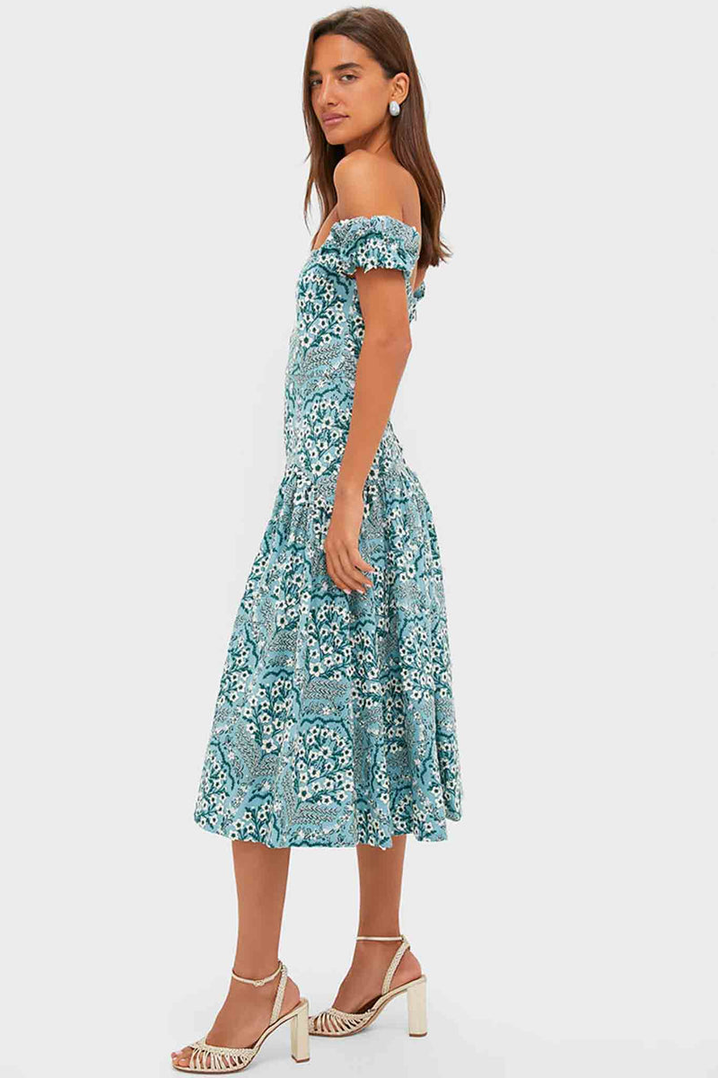 Ceiba Siembra Embroidered Linen Midi Dress