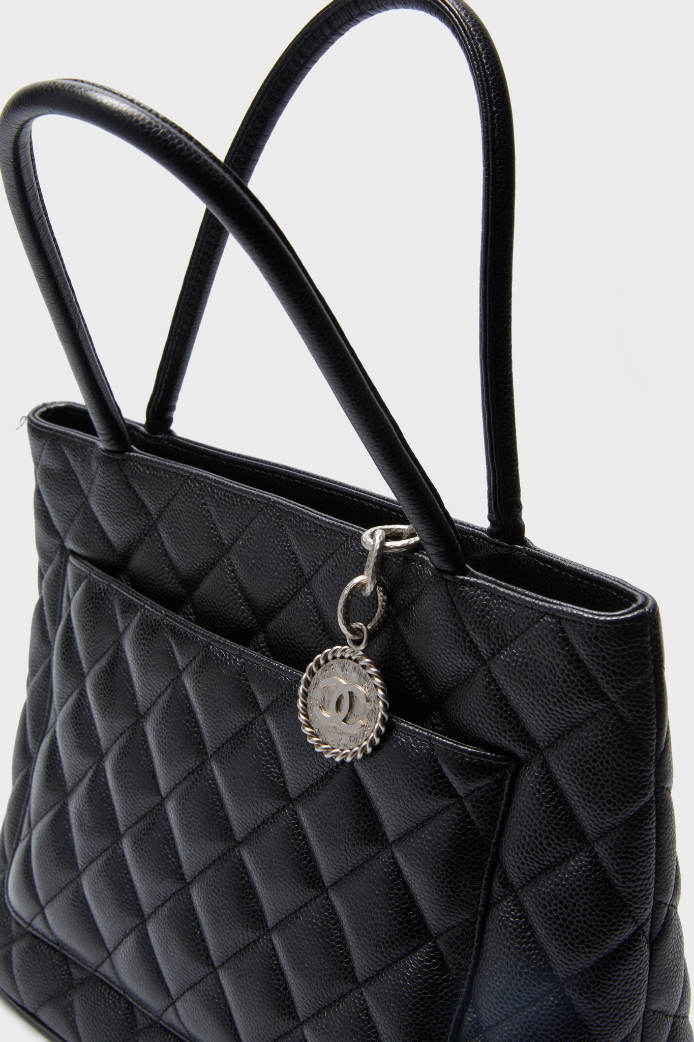 CHANEL Black Caviar Quilted Medallion Tote