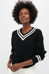 Polo Black and Cricket Cream Cotton Long Sleeve Crew Neck Pullover Sweater