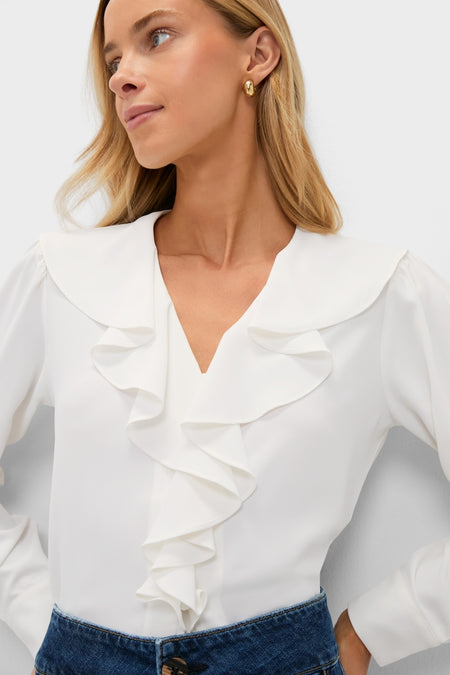 Coconut Ruffle Eileen Button Down Shirt