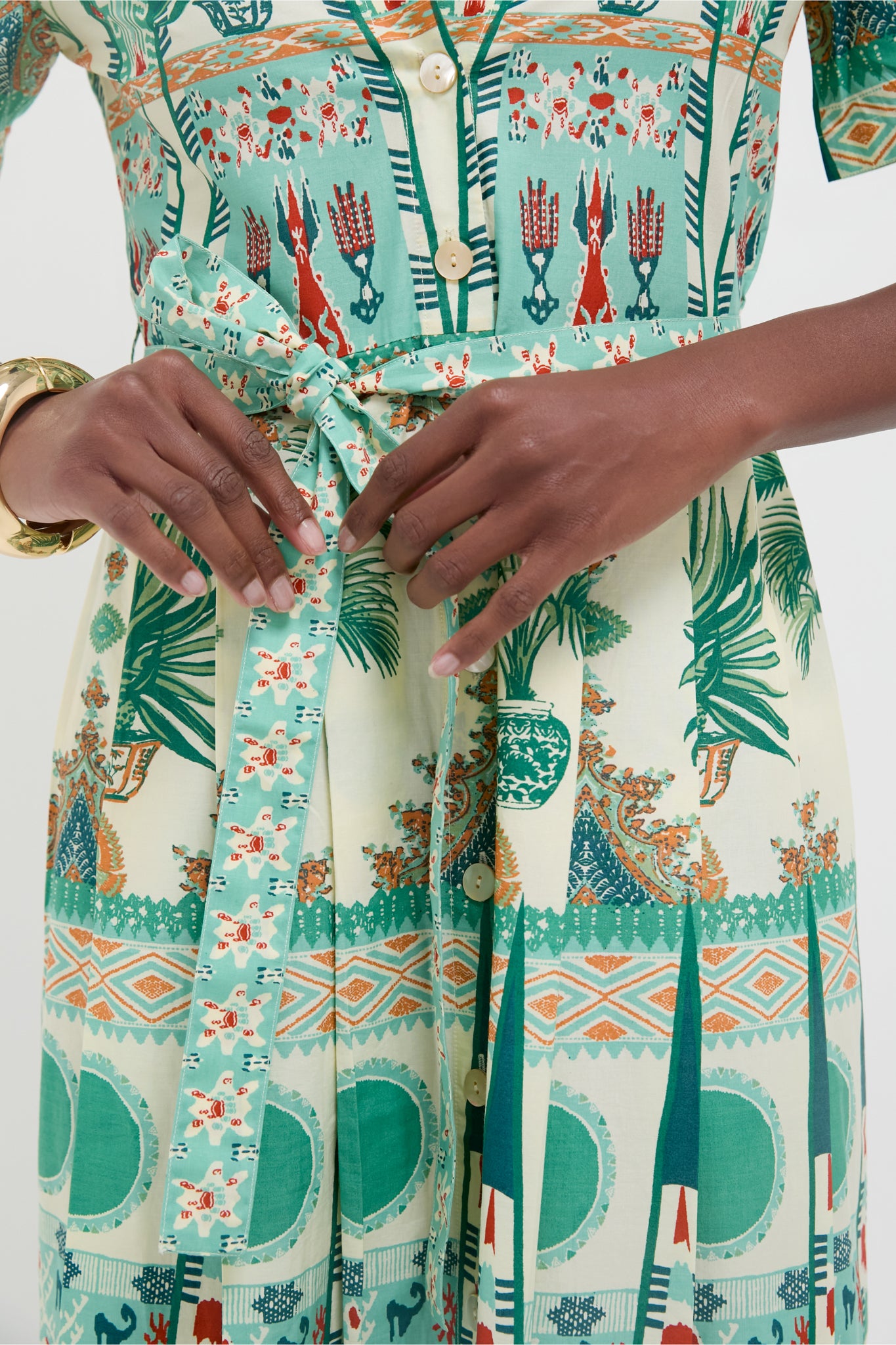 Green Tribal Botanic Claudia Dress