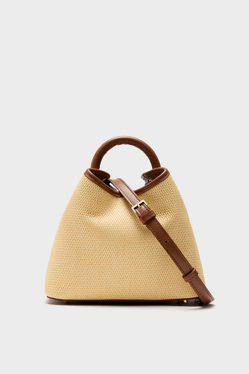 Natural and Cognac Raffia Baozi Bag