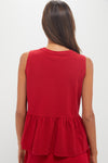 Red Pique Mercer Peplum Top