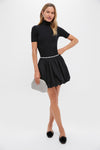 Black Taffeta Embellished Camila Mini Skirt