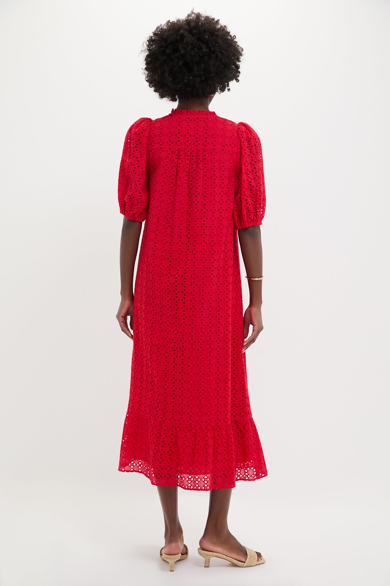 Red Eyelet Tryall Midi Dress