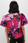 Pink and Red Lurex Abstract Jacquard Lyla Blouse