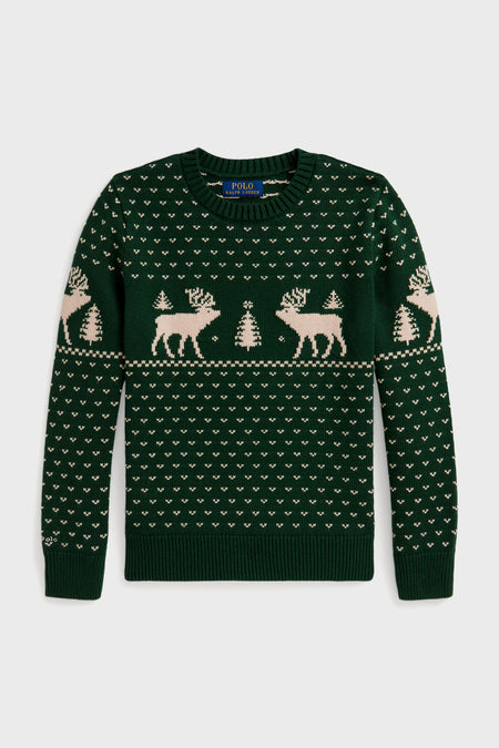 Boys Long-Sleeve Reindeer Sweater Coverall