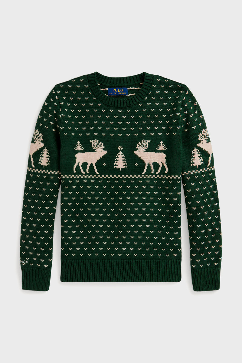 Boys Long-Sleeve Reindeer Sweater Coverall