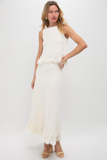 Parchment Clarissa Fringe Knit Skirt