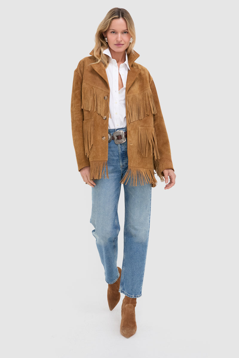 Maple Nappa Cow Roughout Leather Skin Coat