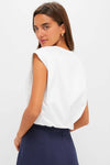 White Wrenli Shortsleeve Pleated Top