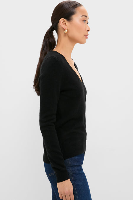 Black Cashmere V-Neck Sweater