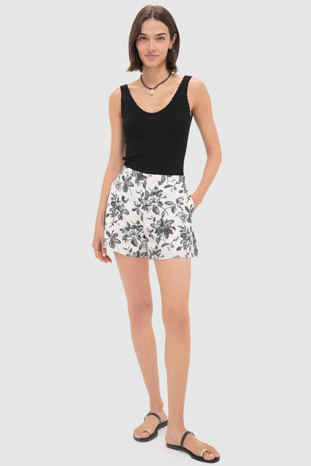 Black & Ivory Floral Hallie Shorts