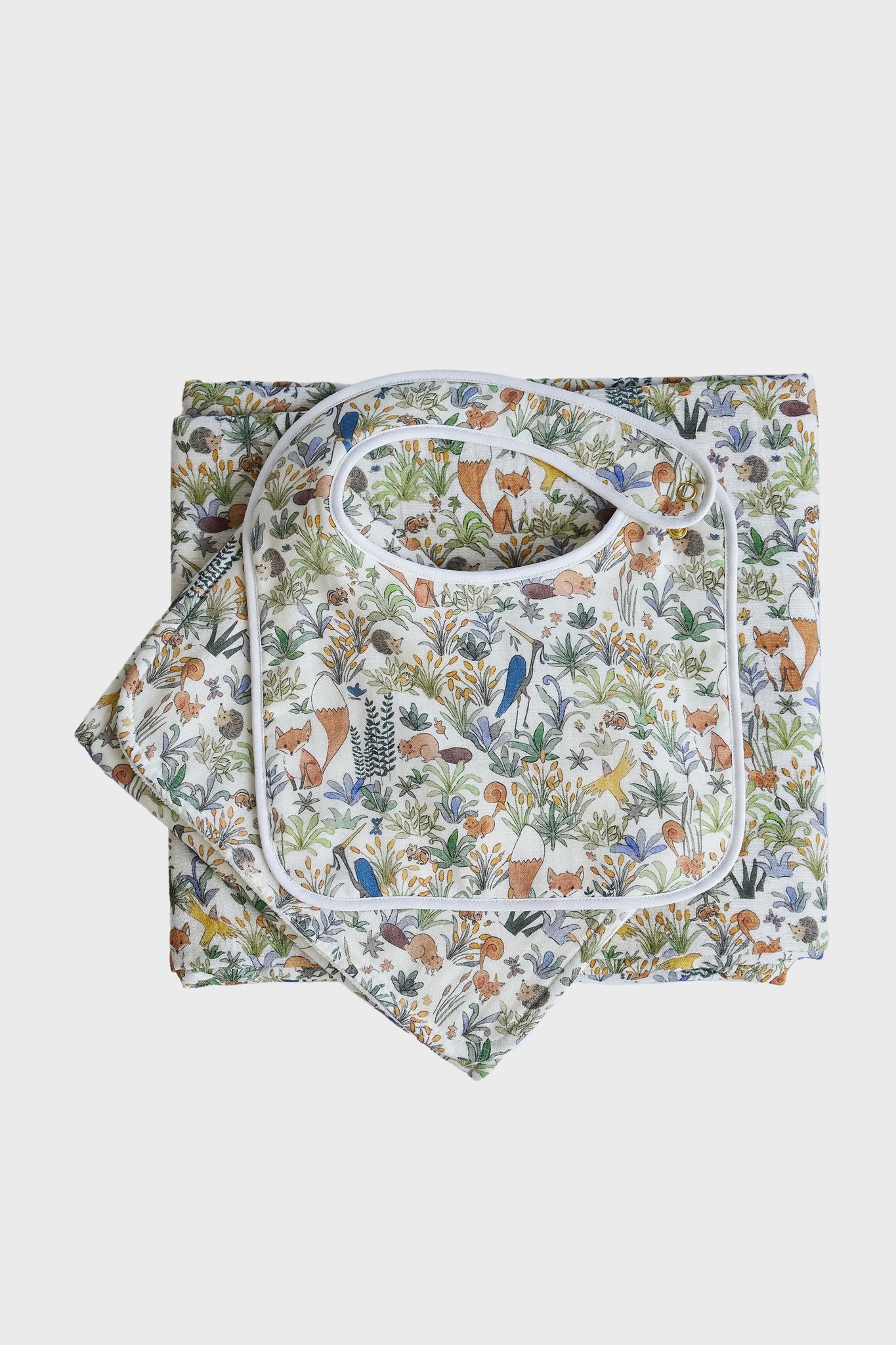 Foxy Forest Bib and Burb Cloth Set