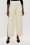 Cream Lace Sequin Straight Pants