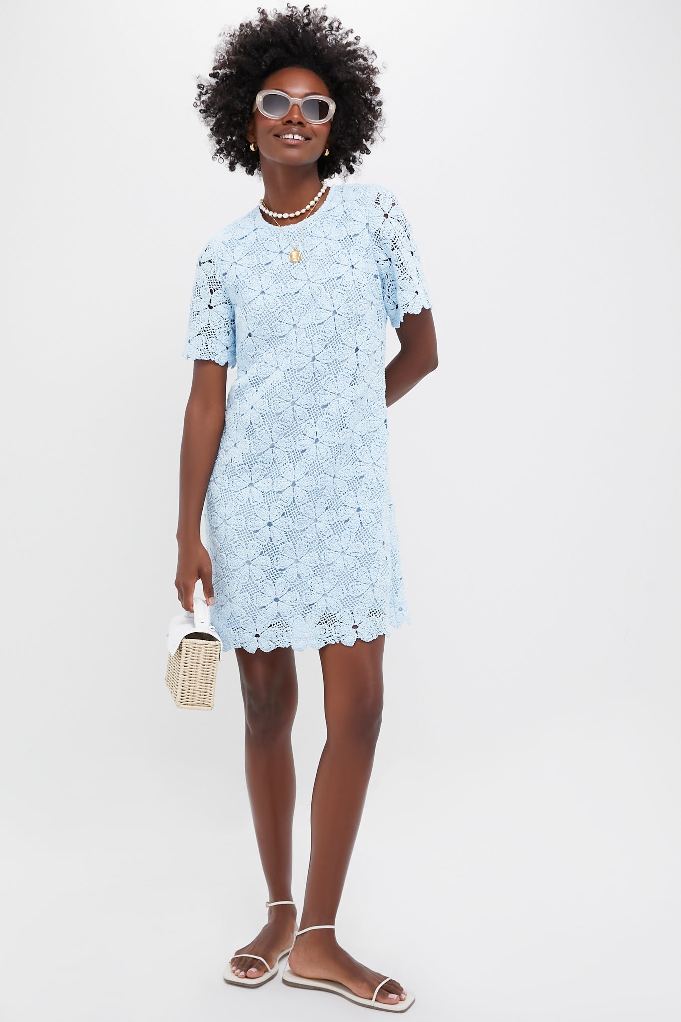 Light Blue Crochet Belclaire Dress | Tuckernuck