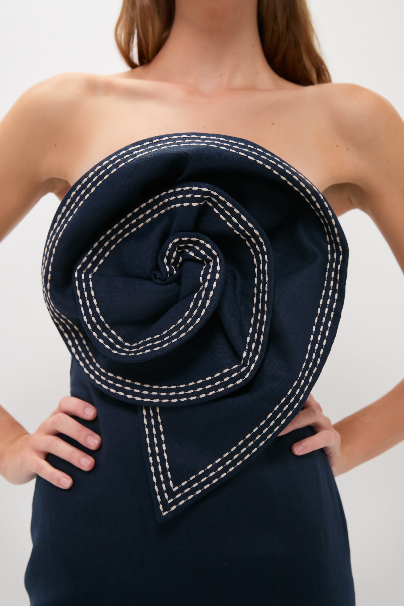 Navy Tactos Embroidered Maxi Dress | Andres Otalora Navy Tactos Embroidered Maxi Dress | Andres Otalora
