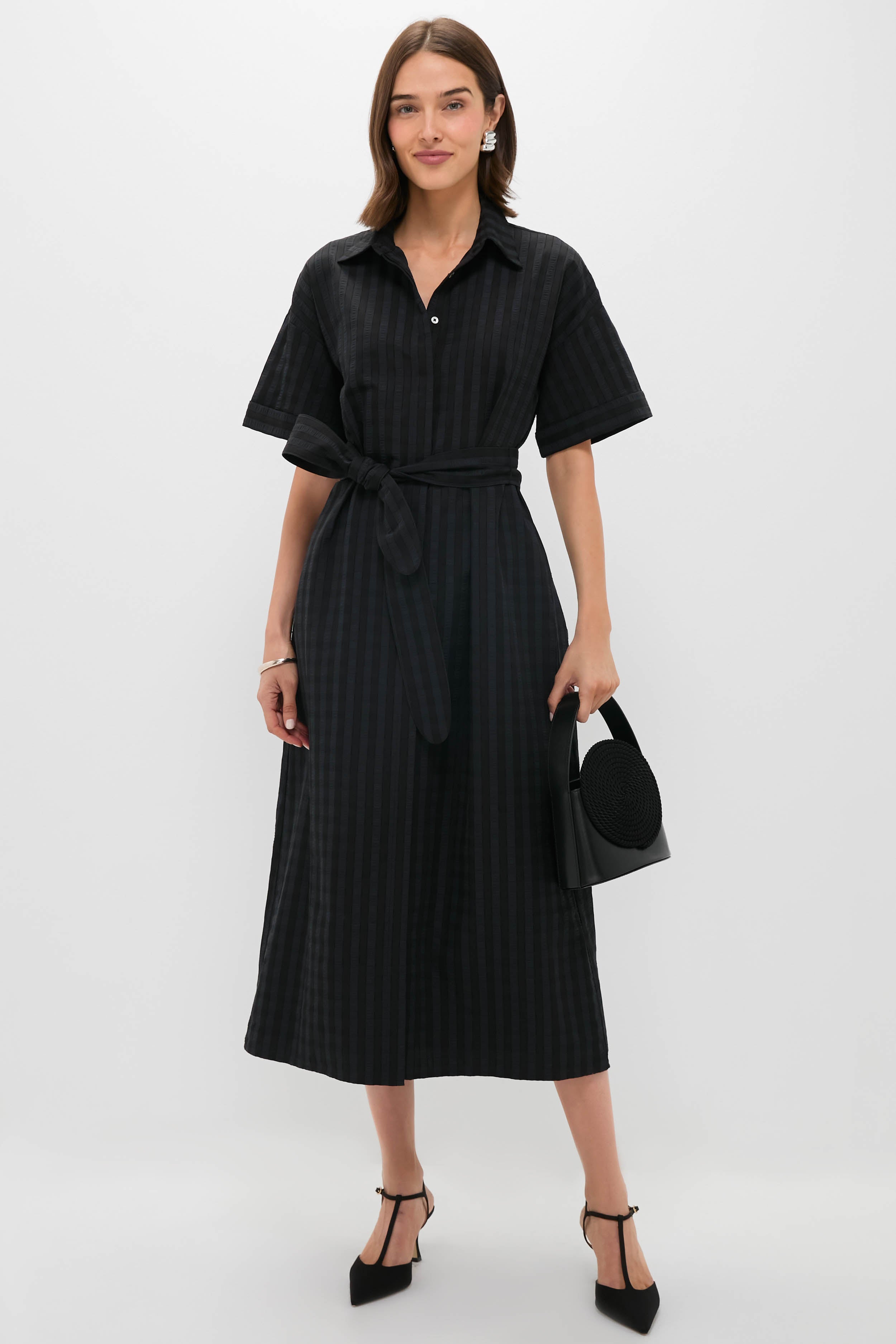 Black Windowpane Seersucker Zacara Dress | Pomander Place