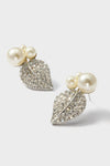 Crystal Pearl Blanca Earrings feature elegant leaf motifs with pavé rhinestones and faux pearls, combining classic charm with effortless, high-end style for a fun, refined look.