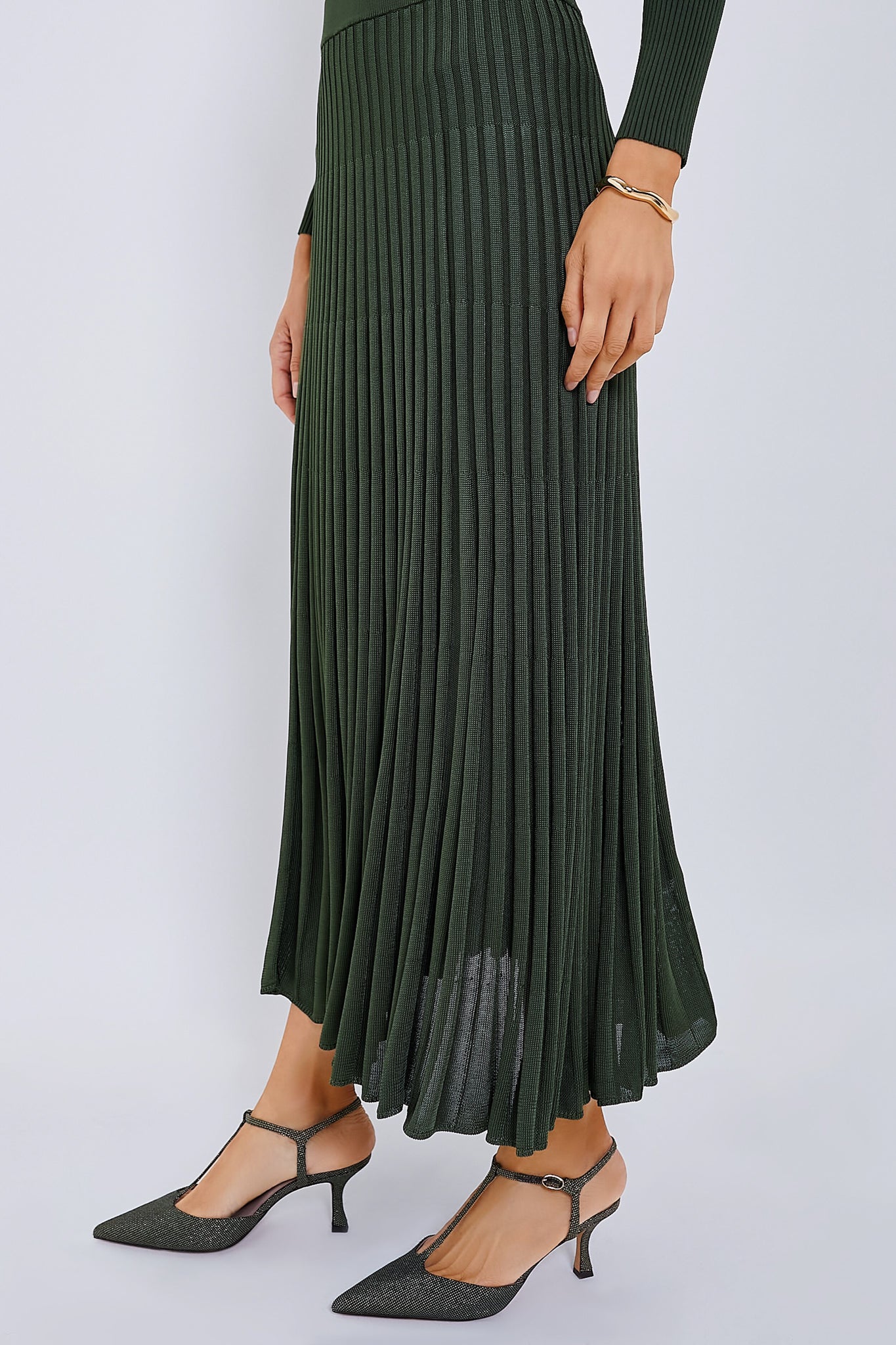 Forest Pleated Midi Skirt