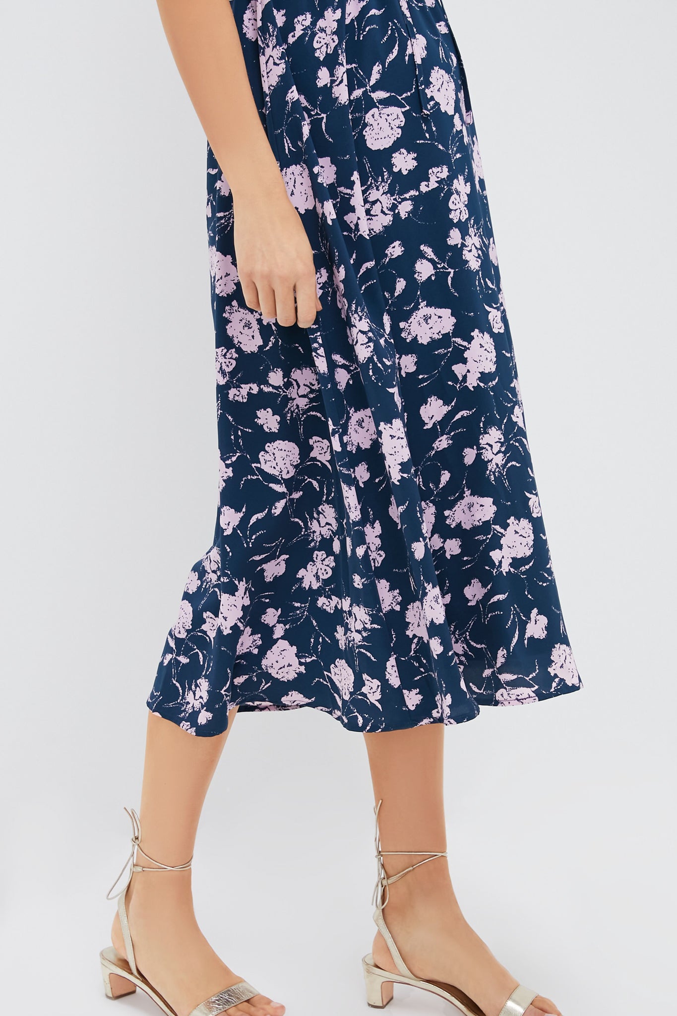 Navy & Blush Abstract Floral Amanda Midi Dress