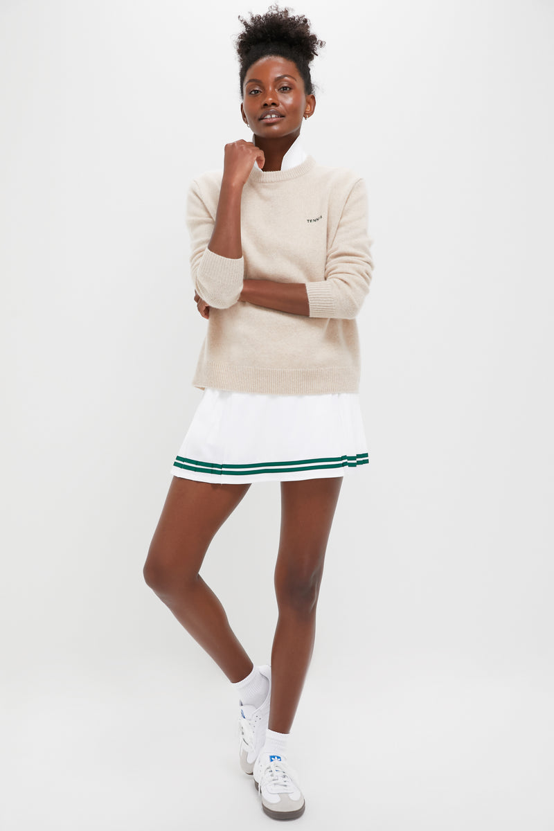 White Pleated 14 Inch Performance Jersey Lillian Tennis Skirt