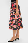 Black & Shades of Pink Floral Embroidered Sia Maxi Skirt