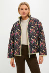 Reversible Black and Baroque Floral Quilted Mallory Jacket