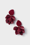 Oxblood Silk and Leather Orchid Earrings