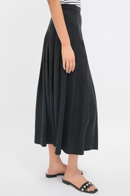 Black Atelier Pleated Maxi Skirt