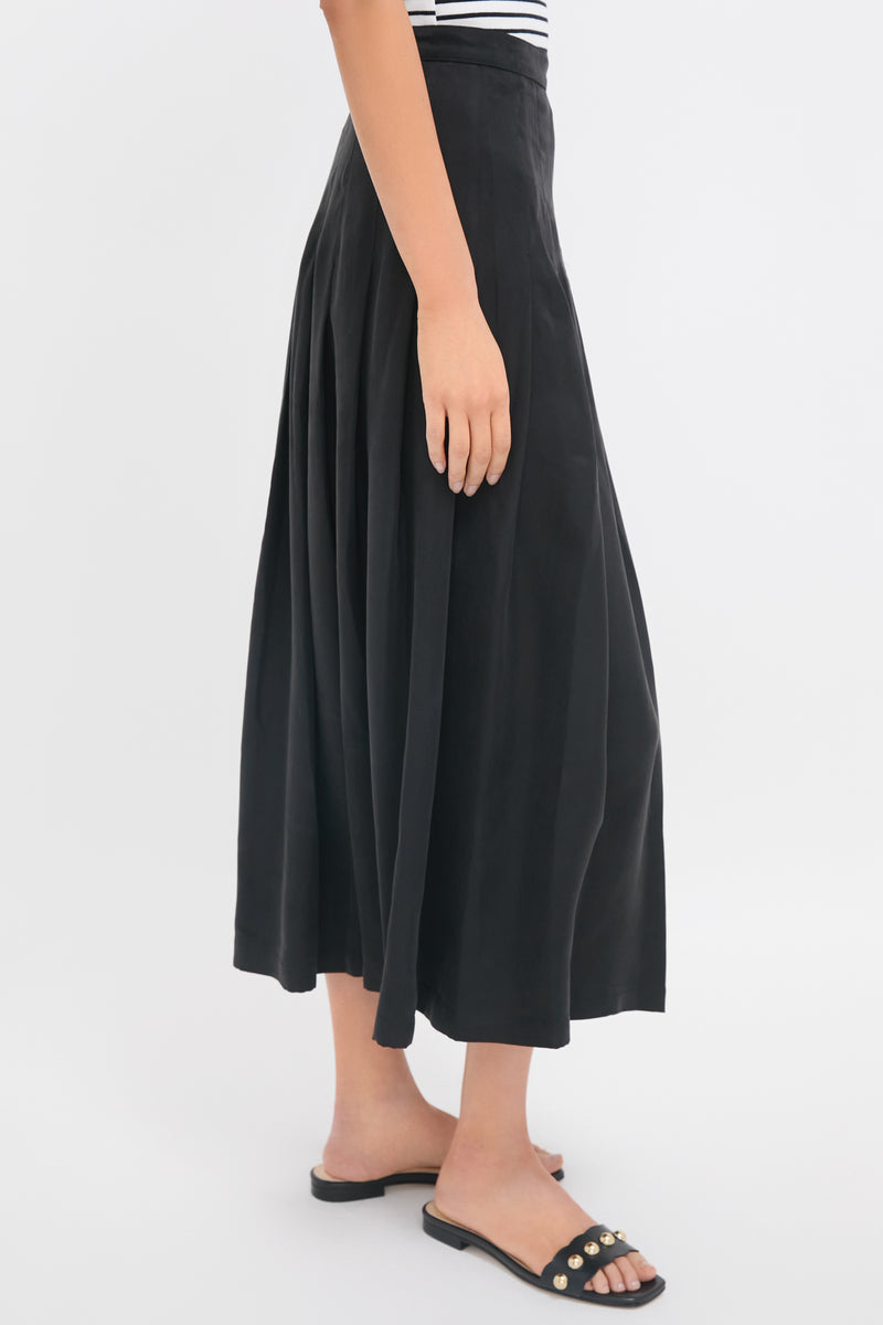 Black Atelier Pleated Maxi Skirt