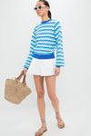 Aqua Wavy Stripe Callie Crewneck