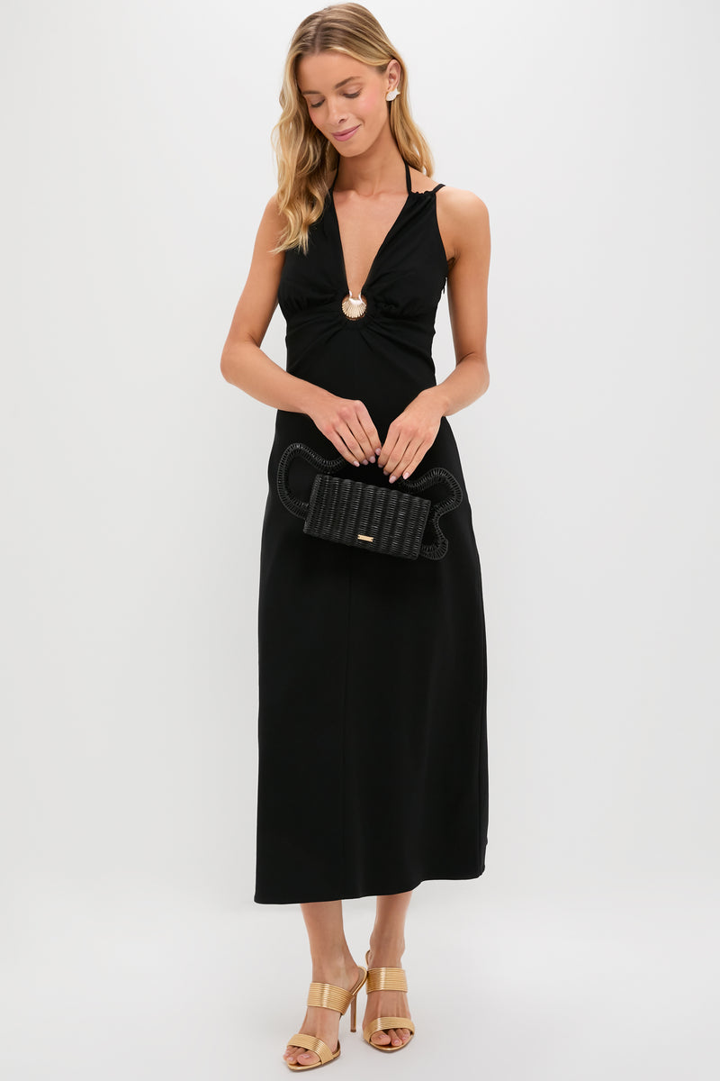 Black Seashell Dionis Midi Dress