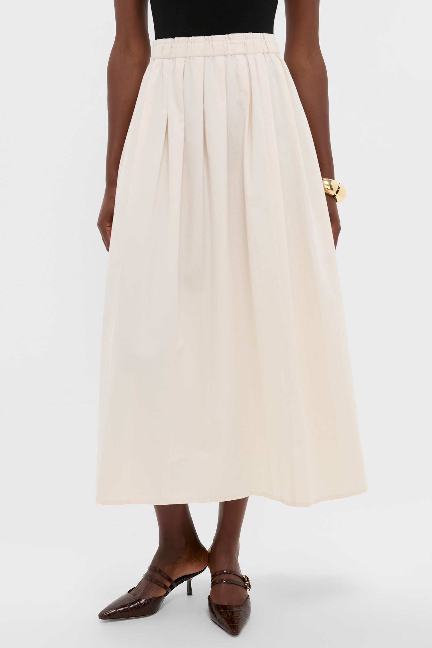 White Swan Soft Pleated Maxi Skirt