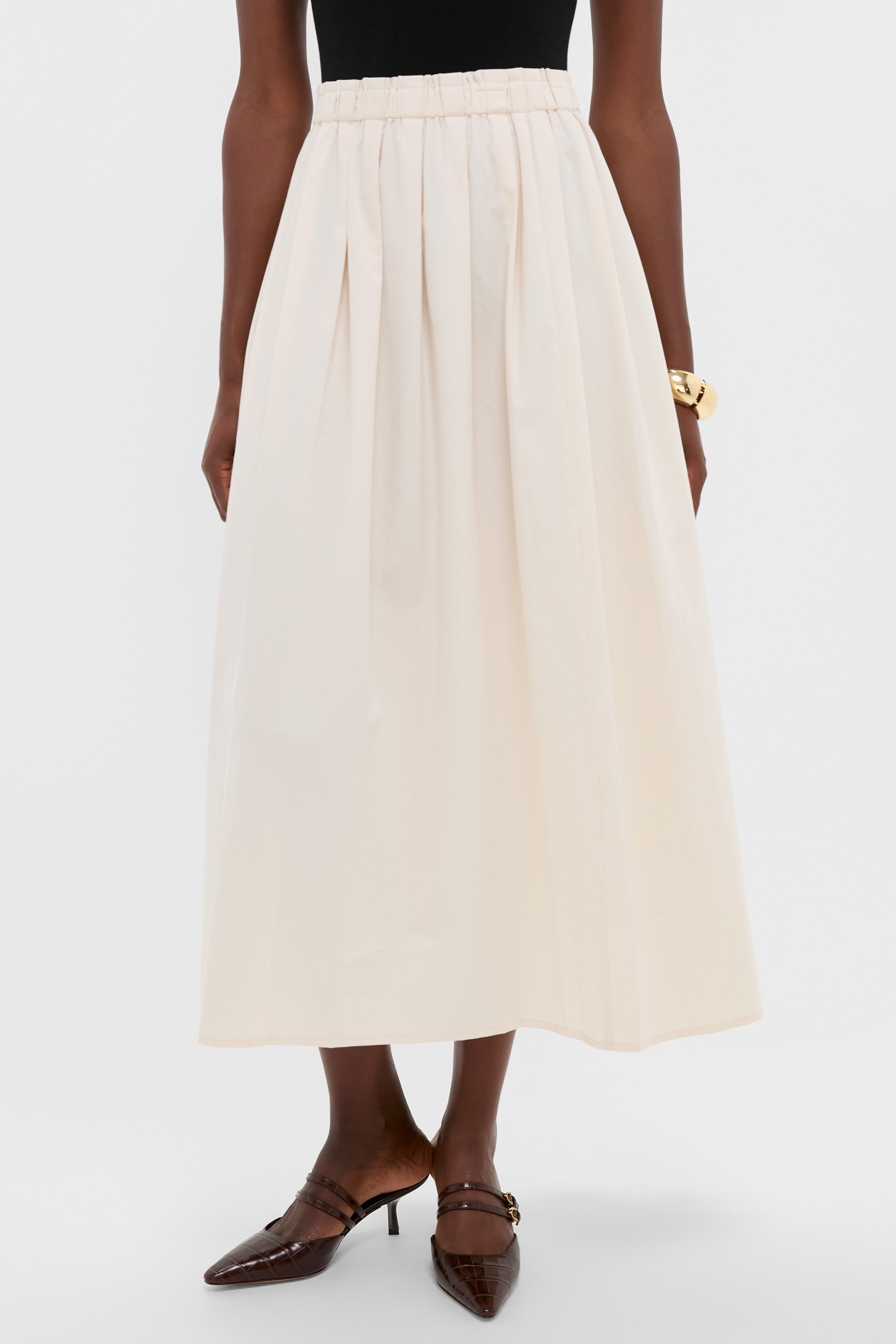 White Swan Soft Pleated Maxi Skirt
