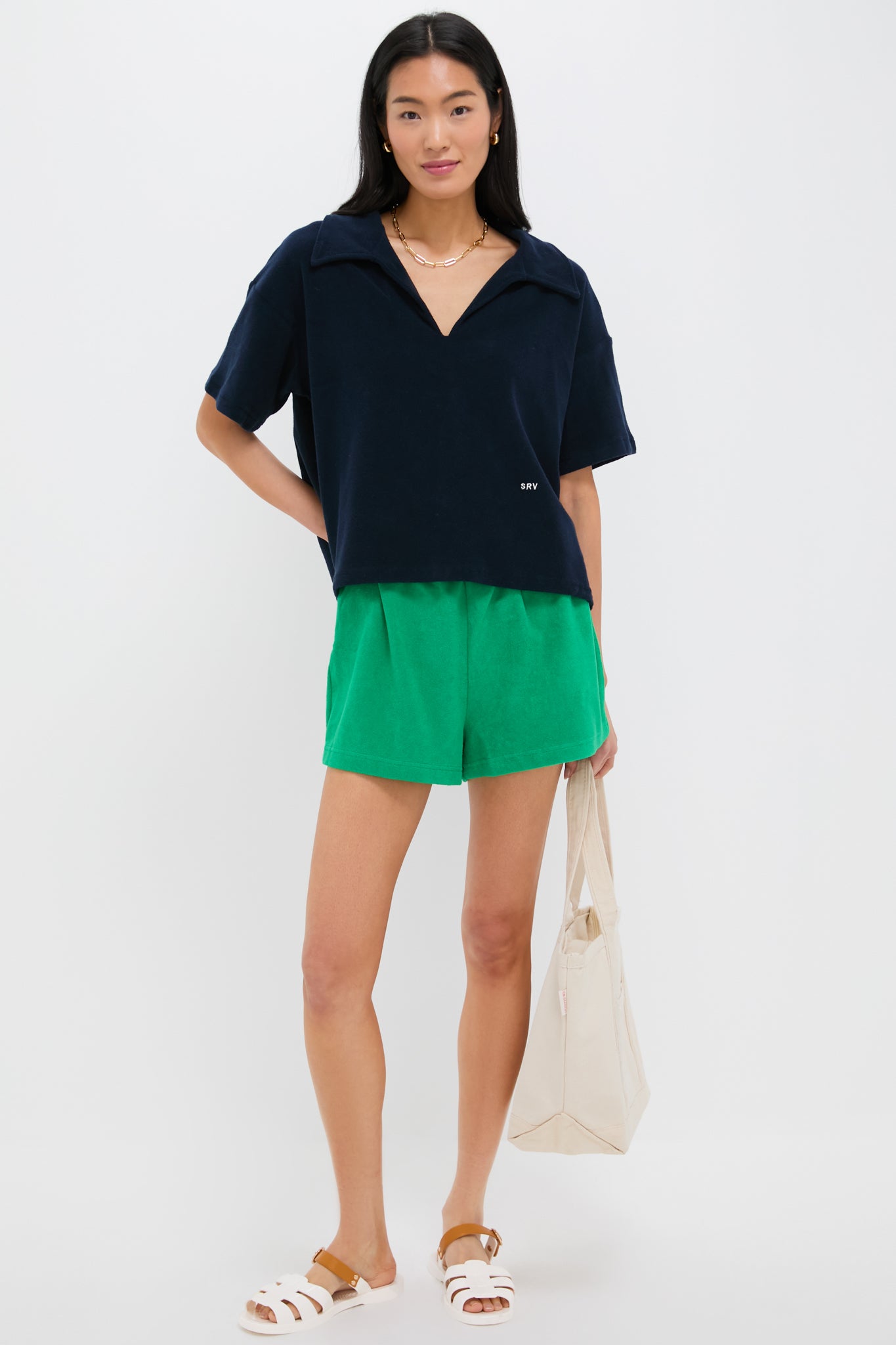 Green Terrycloth Driftwood Shorts