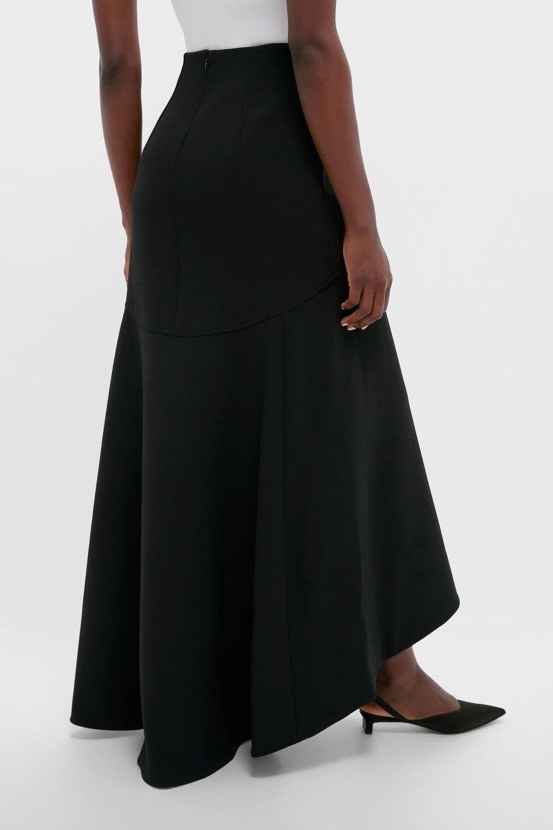 Black Synan Birdseye Suiting Maxi Skirt