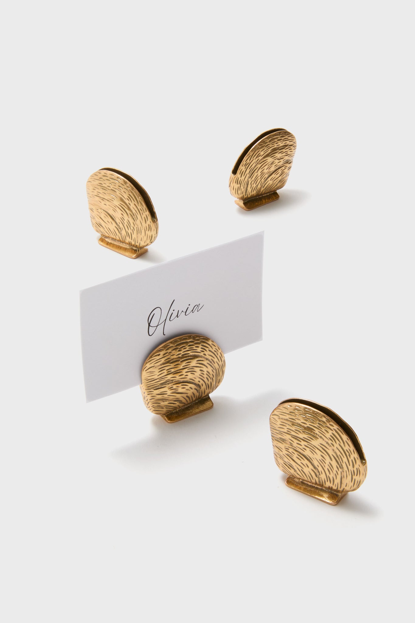 Gold Clam Shell Place Card Holders Set of 4