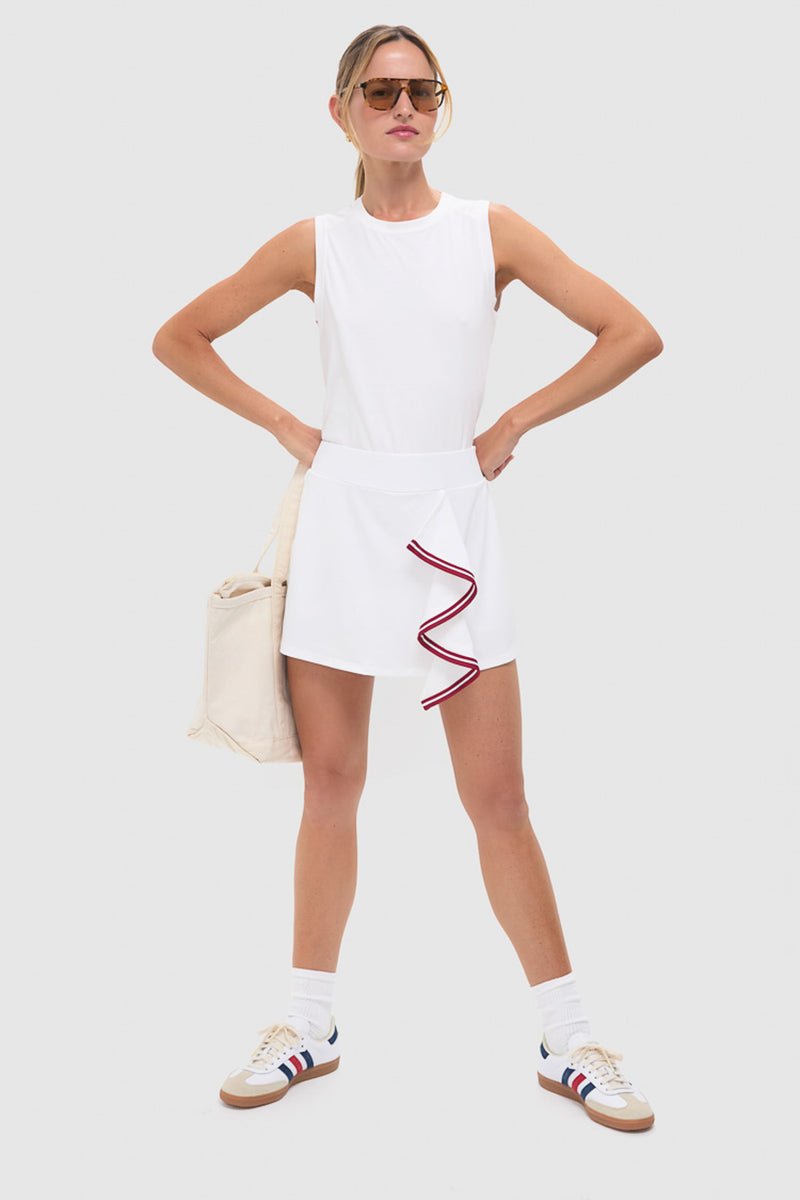 White Faux Wrap 14 Inch Performance Jersey Alexis Tennis Skirt