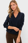 Navy Cashmere Emma V-Neck Boyfriend Sweater